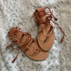 Madewell Boardwalk Lace Up Sandal Suede
